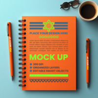 Corporate spiral notebook mock up for paper binder spring notebook and notepad cover psd