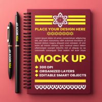 Spring paper binder with spiral notebook mock up for notepad cover and corporate diary use psd