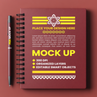 Spring paper notebook mock up with spiral binder and notepad for corporate diary cover psd