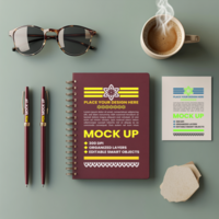 Paper binder notebook mock up with spiral cover spring notepad and corporate diary use psd