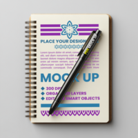 Spiral notebook cover and corporate paper with mock up spring binder and stationery notepad psd