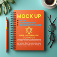 Spiral spring notepad with cover mock up for corporate binder notebook and paper diary psd