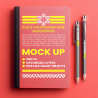 Paper spiral notebook and corporate diary binder mock up with notepad cover and spring psd