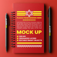 Professional binder and spring notebook mock up with spiral notebook cover and paper diary psd