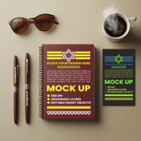 Spiral notebook mock up featuring binder ring design and spring notebook diary layout for notes psd