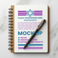 Spiral notebook mock up and spring notepad binder with paper cover and corporate stationery psd