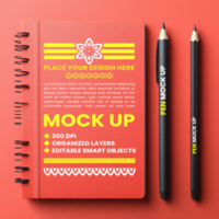 Spring notepad notebook binder with spiral paper diary and cover mock up corporate use psd