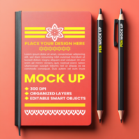 Corporate binder spring notebook mock up with spiral cover notepad and diary paper psd