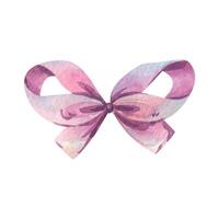 The bow is small, cute and graceful in pink and lilac shades. Watercolor illustration, hand-drawn on the theme of Bows of coquettes. A separate element isolated from the background vector