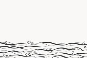 Summer border background with waves for text. Sea abstract graphic backdrop. Hand drawn inked sketch with stormy water marine landscape in conceptual style for design, card, print, template vector