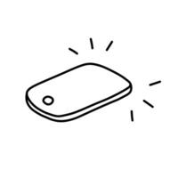 Sketch of Ringing Mobile Phone on isolated background. Hand drawn gadget with button. Work, deadline, social life, everyday life, daily routine. Design element for sign, print, logo, print vector