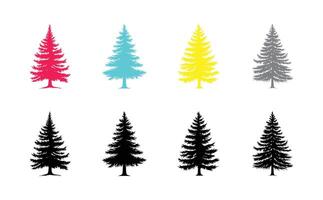 A set of pine trees in different colors vector