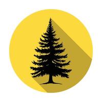 A pine tree in a circle with a long shadow vector