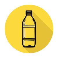 A bottle of water with a long shadow on a yellow background vector