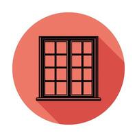 A black and white window with a red circle vector