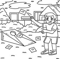 Cornhole Boy Practicing Coloring Page for Kids vector