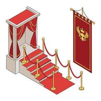 Grand Entrance Illustration with Red Carpet and Prestigious Banner for Event Branding vector