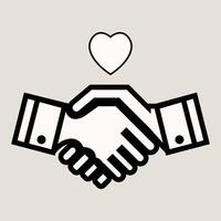 Handshake icon Silhouette and outline MINIMAL FLAT illustration on white background vector