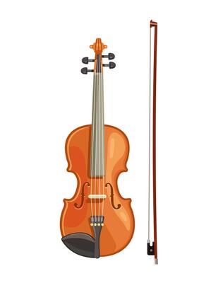 Violin with bow. Instrument of philharmonic orchestra