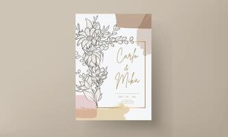 simple elegant flower and leaves invitation template vector