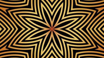 Psychedelic hypnotic digital kaleidoscopic motion background. Abstract gold fractal Animation. luxury flower. video