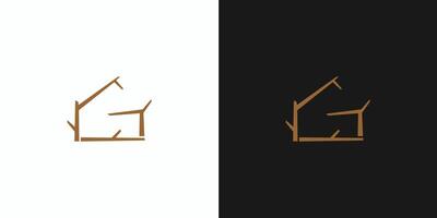The tree house logo design with the initials G is unique and attractive vector