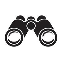 Simple black binoculars icon for exploring and discovery. vector