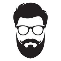 Stylish Man with Glasses and Beard Silhouette vector