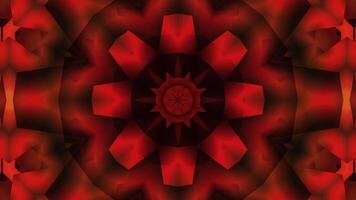 Psychedelic hypnotic digital kaleidoscopic motion background. Abstract red fractal Animation. dark red flower pattern. video