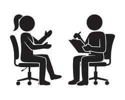 Interview Illustration of a Woman and Interviewer vector