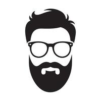 Man with Beard and Glasses Silhouette design vector