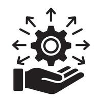 Hand Holding Gear with Arrows Representing System Integration vector