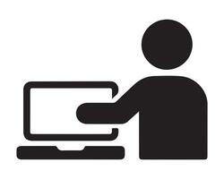 Person using a laptop icon, simple and modern design. vector