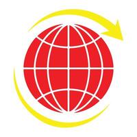 Red Global Network Icon with Yellow Arrows vector