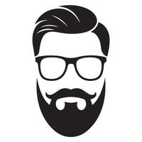 Man with Beard and Glasses Silhouette vector