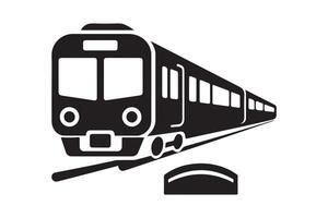 Modern train moving on tracks, a simple graphic. vector