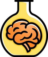Brain in laboratory flask Icon Logo. vector