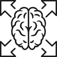Brain with expanding arrow icon. Upgrade Knowelge Expand Brain Symbol. vector