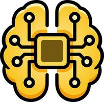 Microchip with brain icon logo vector