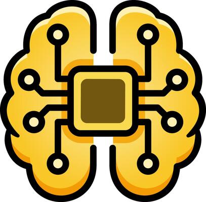 Microchip with brain icon logo