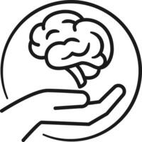 Hand and brain line icon. vector