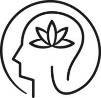 Lotus In Human Brain Icon Wellbeing Concept. vector