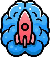 Rocket launch and Brain icon logo. vector