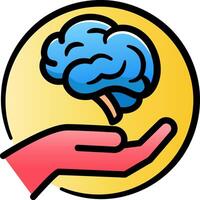 Hand and brain line icon logo. vector