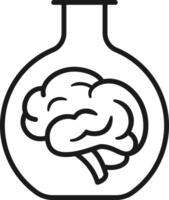 Brain in laboratory flask Icon. vector