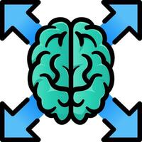 Brain with expanding arrow icon. Upgrade Knowledge Expand Brain Logo Symbol. vector