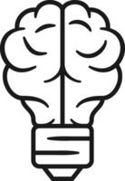 light bulb with brain icon vector