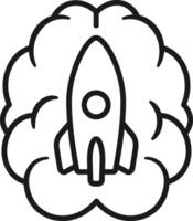 Rocket launch and Brain icon. vector