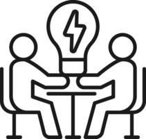 Light Bulb Team Icon Brainstorming Meeting Symbol. vector