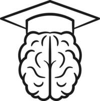 Brain and graduation cap icon, Business Mind Achievement Symbol. vector